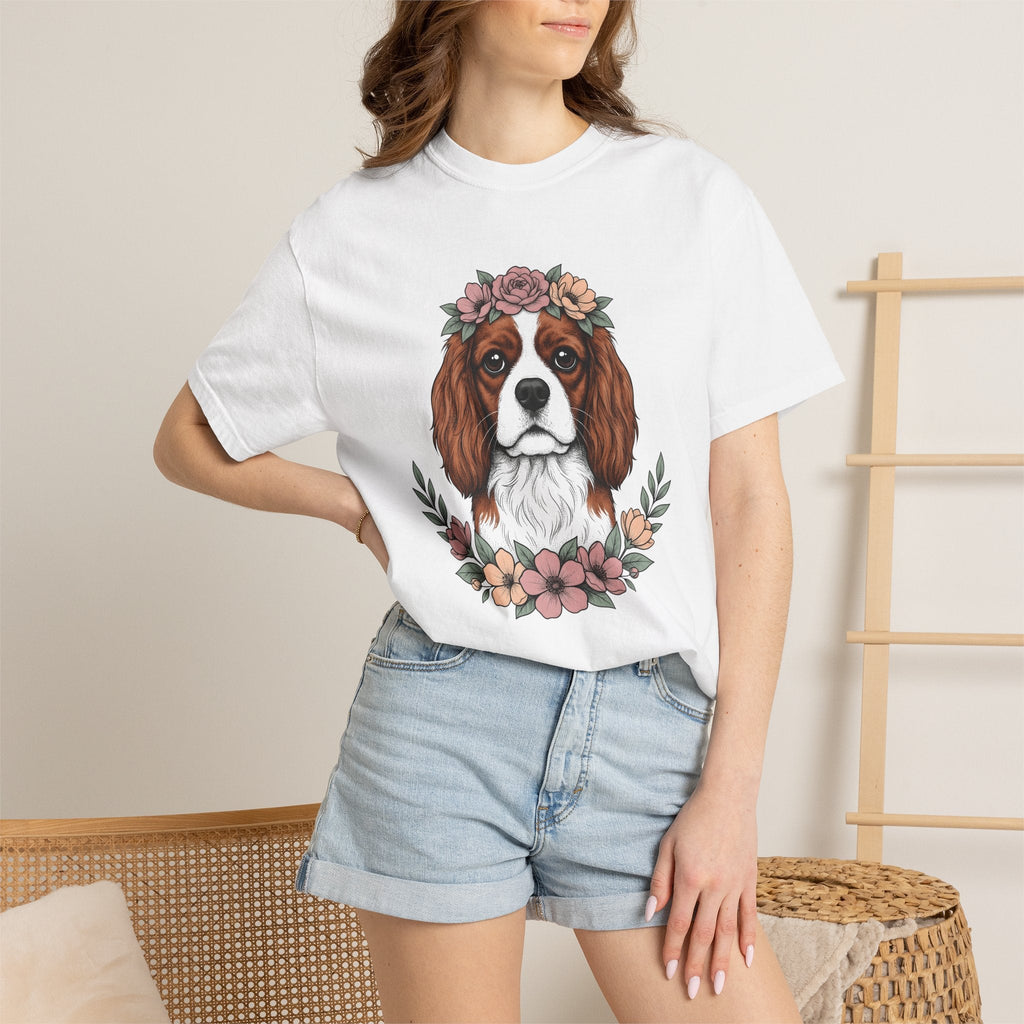 Cavalier Spaniel Dog Shirt Blossoms Gift Women Flower Art product image 6