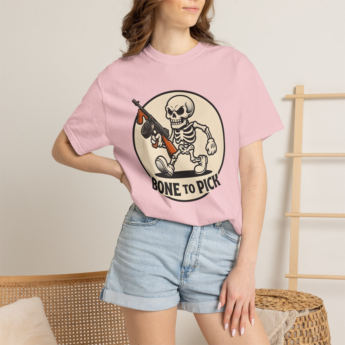 Skull Mobster Comic T-Shirt – Halloween Gangster Bones product image 13