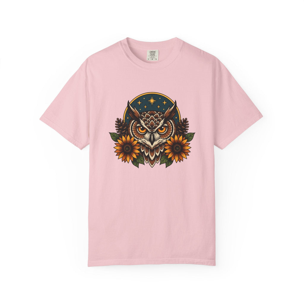 Owl Sunflower Tribal T-Shirt – Fall Autumn Wilderness Art product image 3