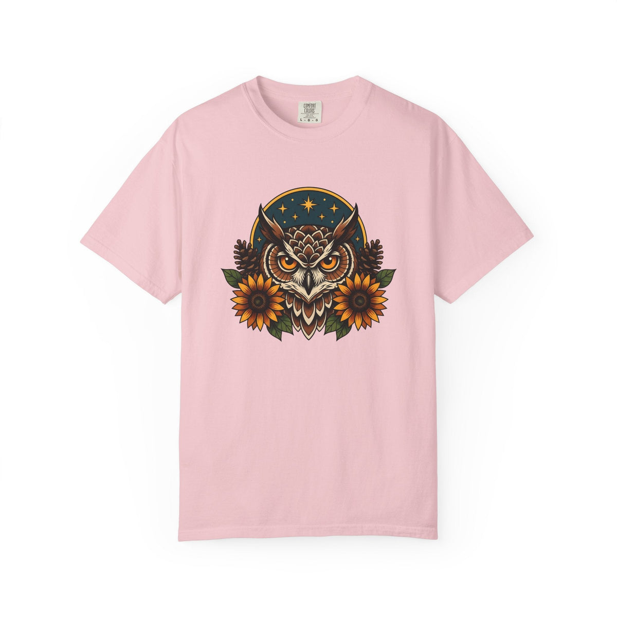 Owl Sunflower Tribal T-Shirt – Fall Autumn Wilderness Art product image 3