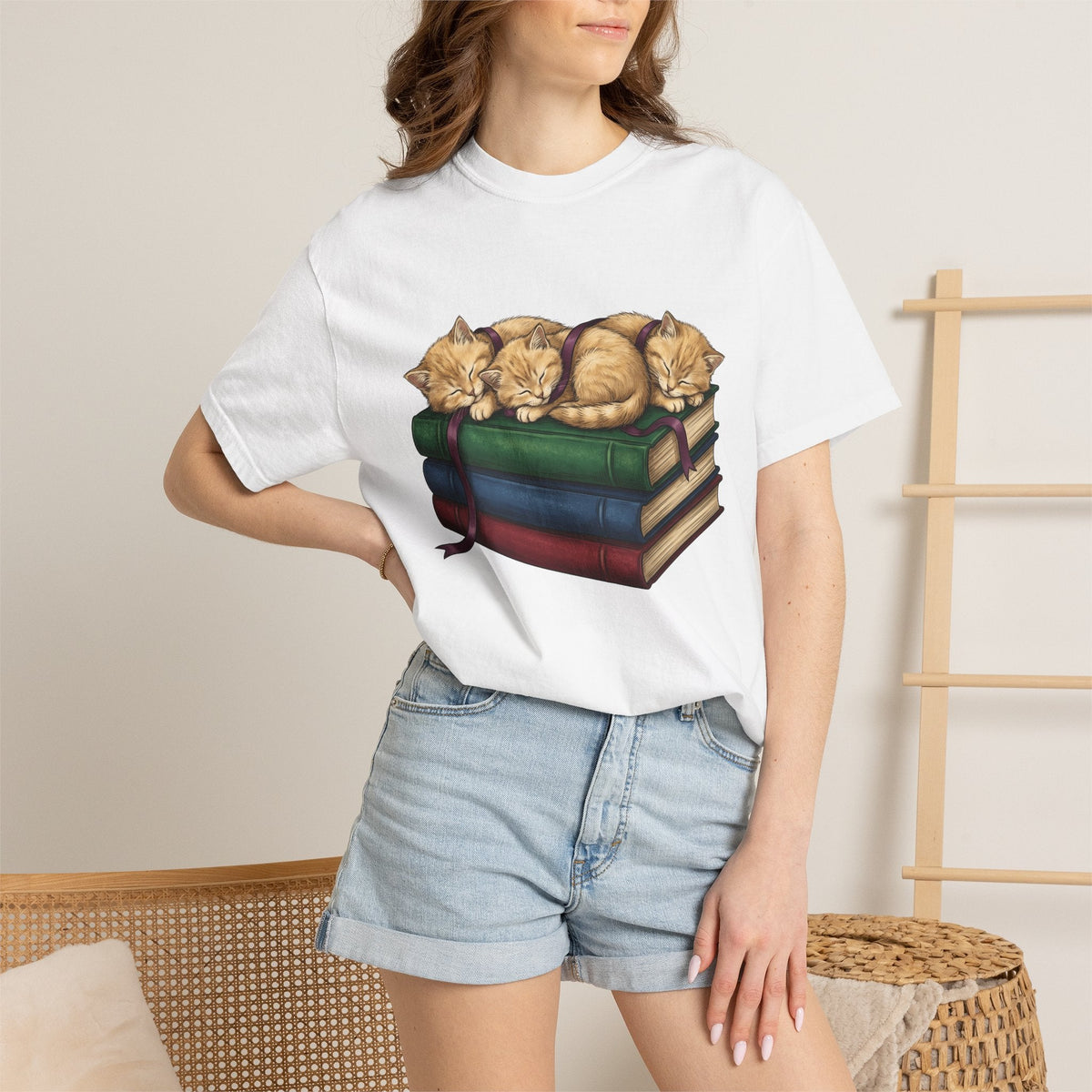 Sleeping Kittens Shirt Cat Book Gift Women Hand Drawn Tee product image 6