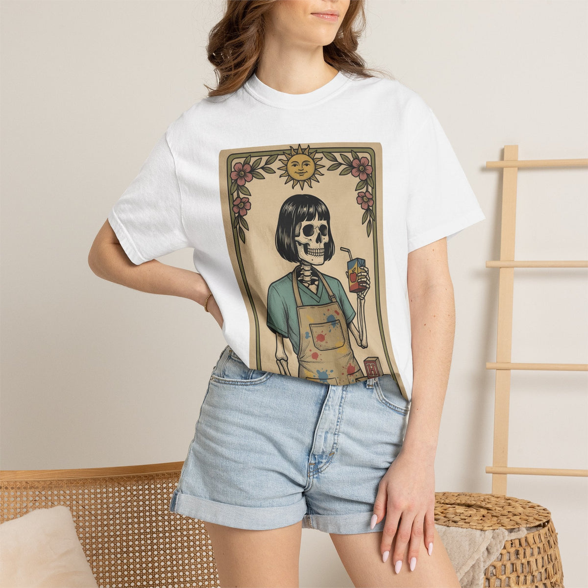Skeleton Professor Tarot Card T-Shirt – Funny Halloween product image 7