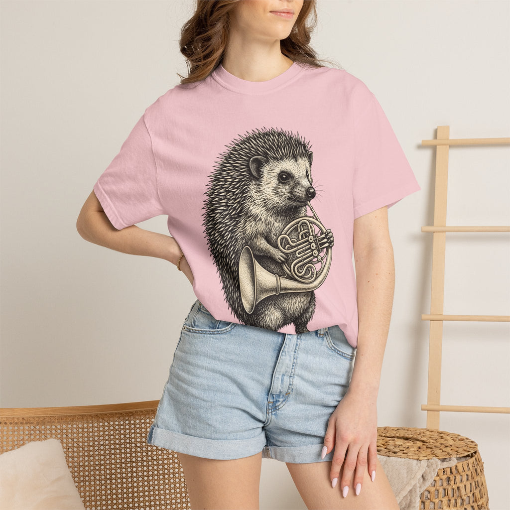 Hedgehog Horn Shirt Animals Instruments Unisex Gift Retro product image 12