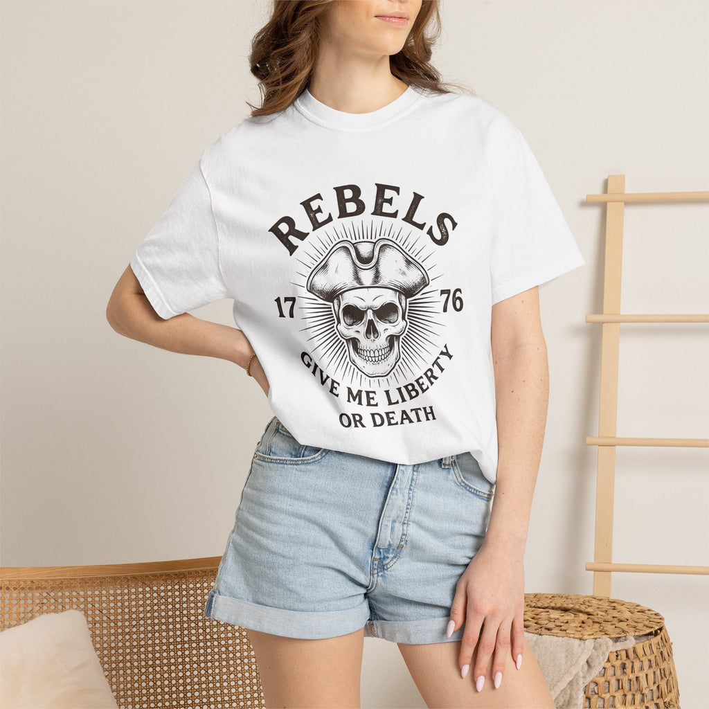Skull Colonial Hat Shirt America Freedom Unisex Gift Hand Drawn Tee Skull Hat