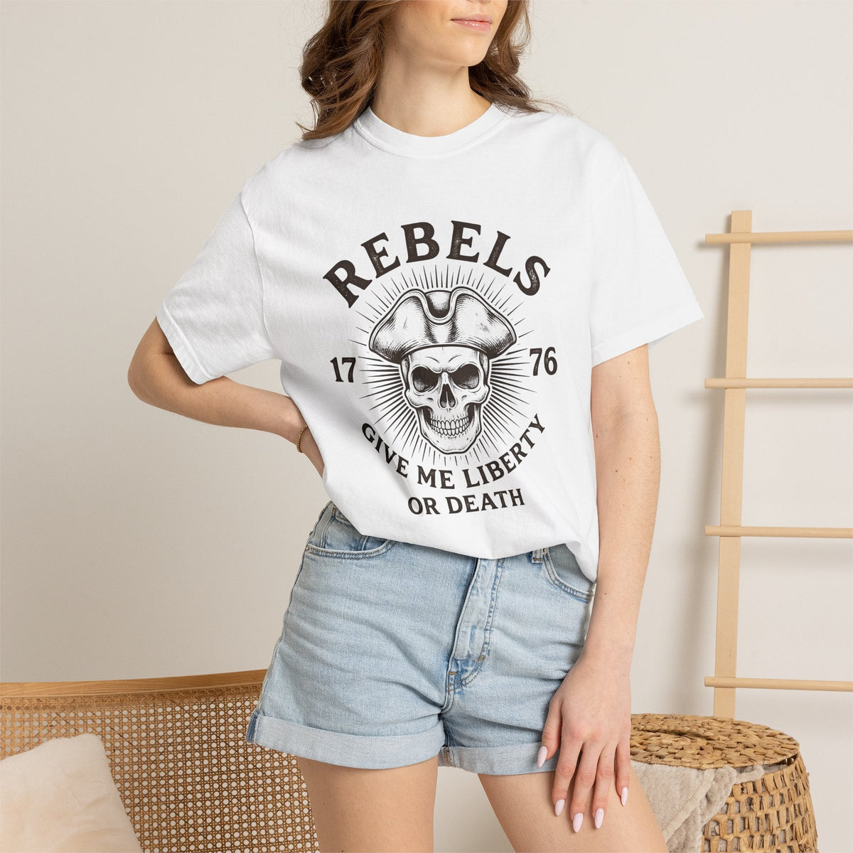 Skull Colonial Hat Shirt America Freedom Unisex Gift Hand Drawn Tee Skull Hat
