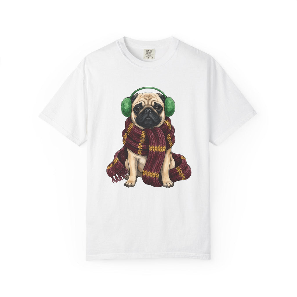 Pug Dog Shirt Winter Gift Women Hand Drawn Tee Puggle product image 1