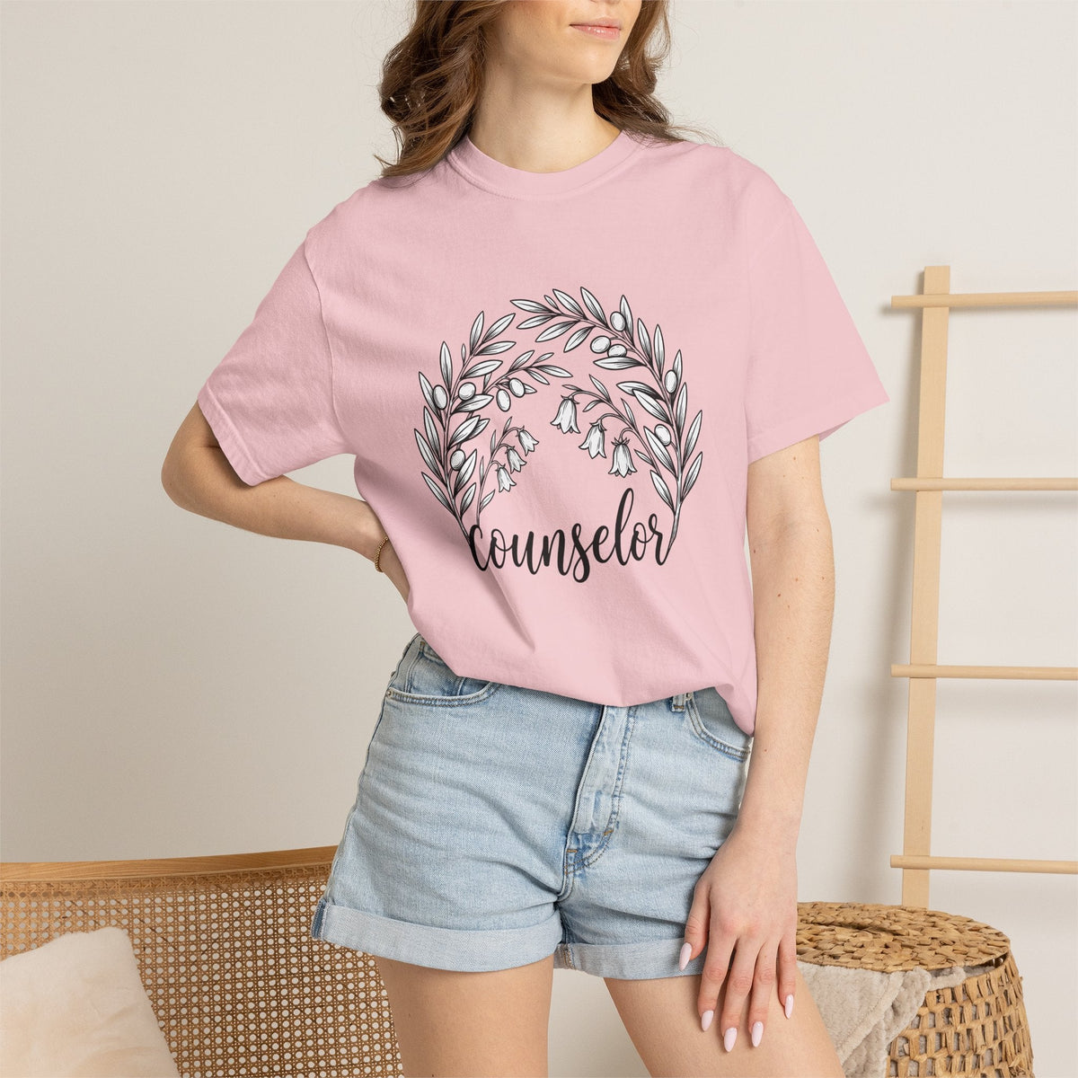 Botanical Wreath Shirt Counselor Floral Unisex Gift Hand product image 12