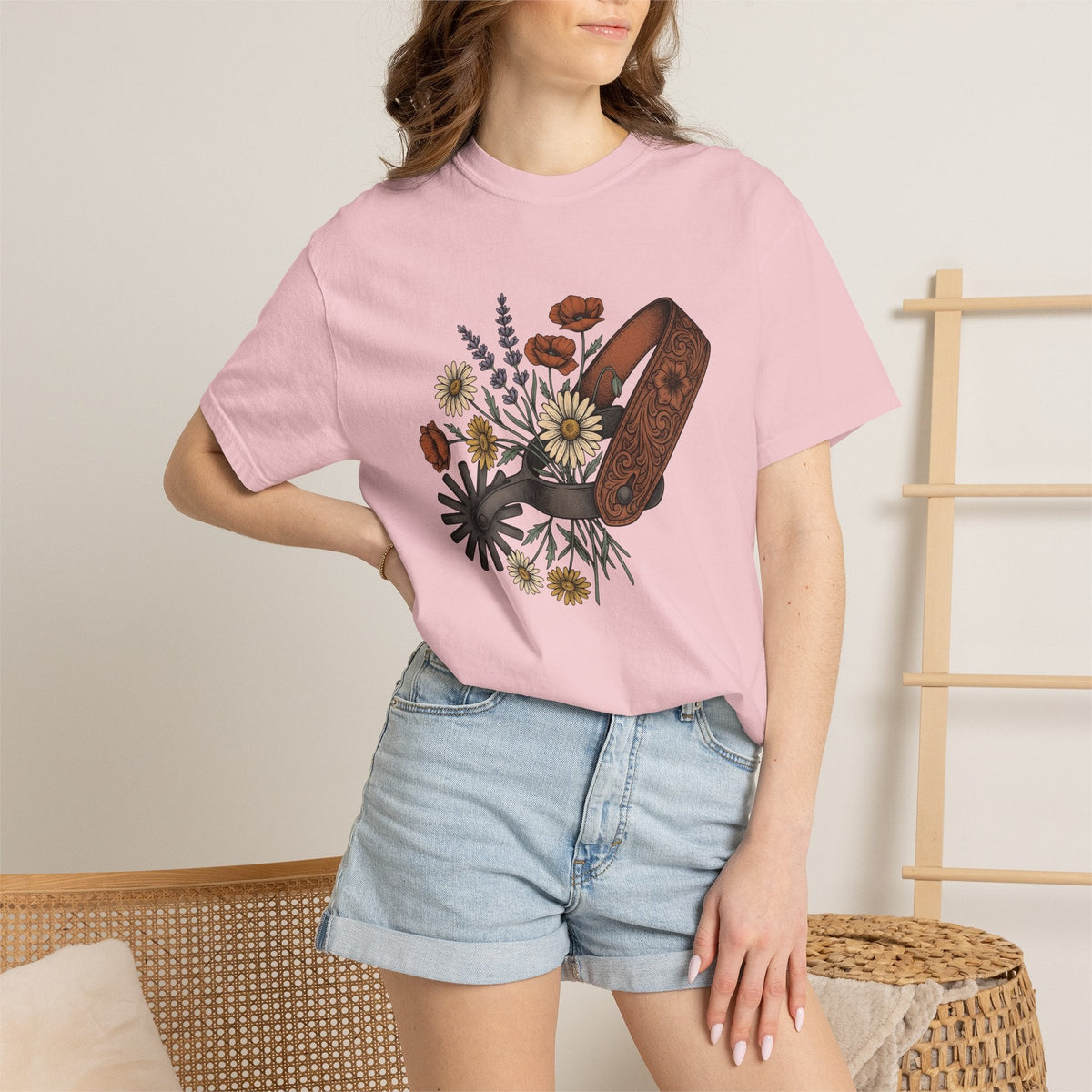 Cowboy Spur Shirt Cowgirl Blossom Gift for Women Rustic Tee product image 12