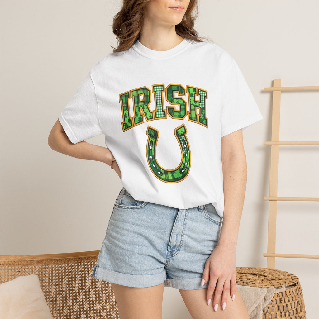 Horseshoe Shirt St Patrick's Day Charm Unisex Gift Applique Tee Horse Shoe