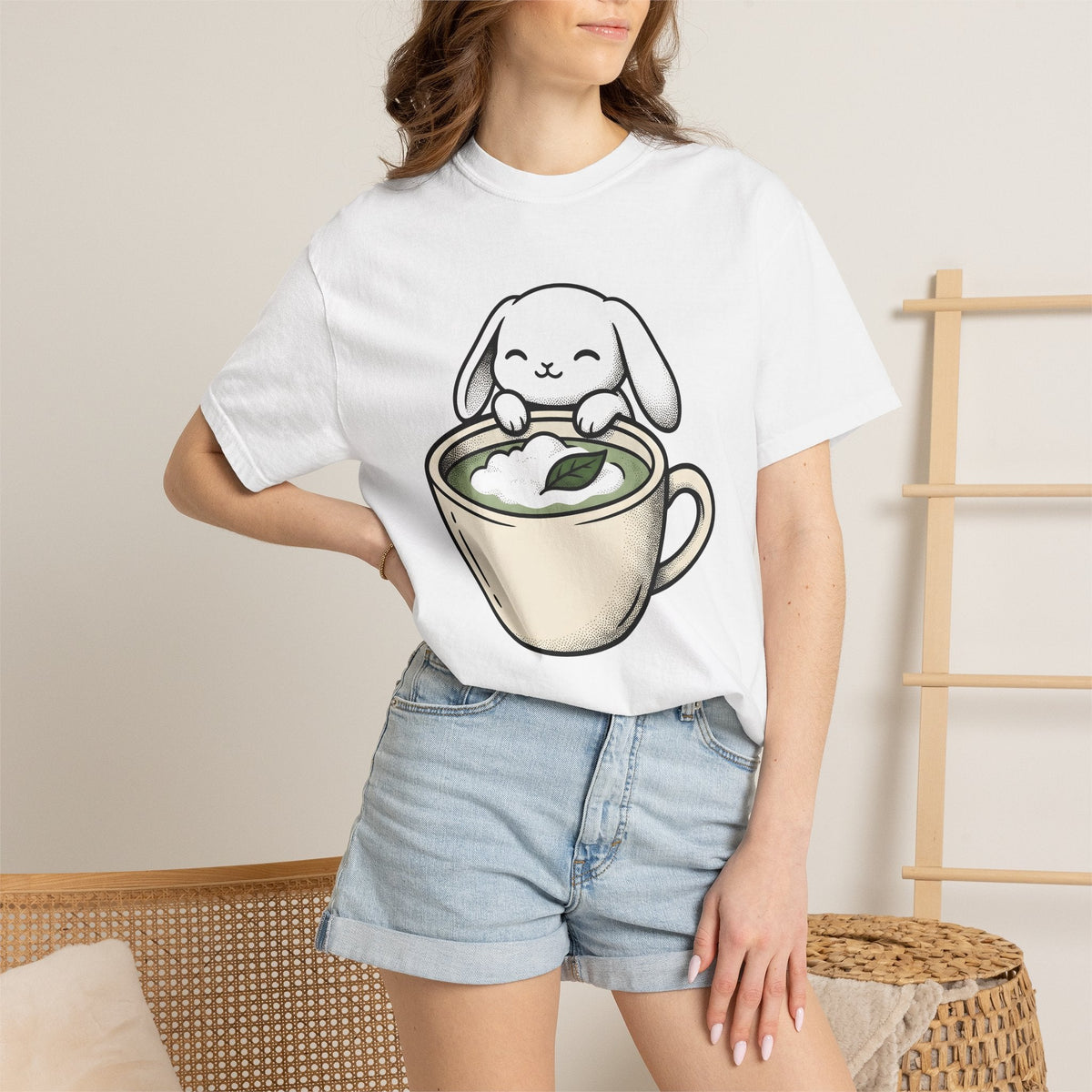 Rabbit Coffee Mug Shirt Coffee Pet Unisex Gift Cute Tee Bunny T-Shirt Coffee Fan