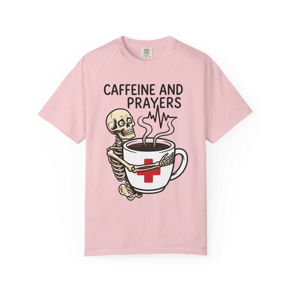 Skeleton Coffee Cup Cartoon T-Shirt – Funny Nurse Halloween Caffeine, Unisex Graphic Tee