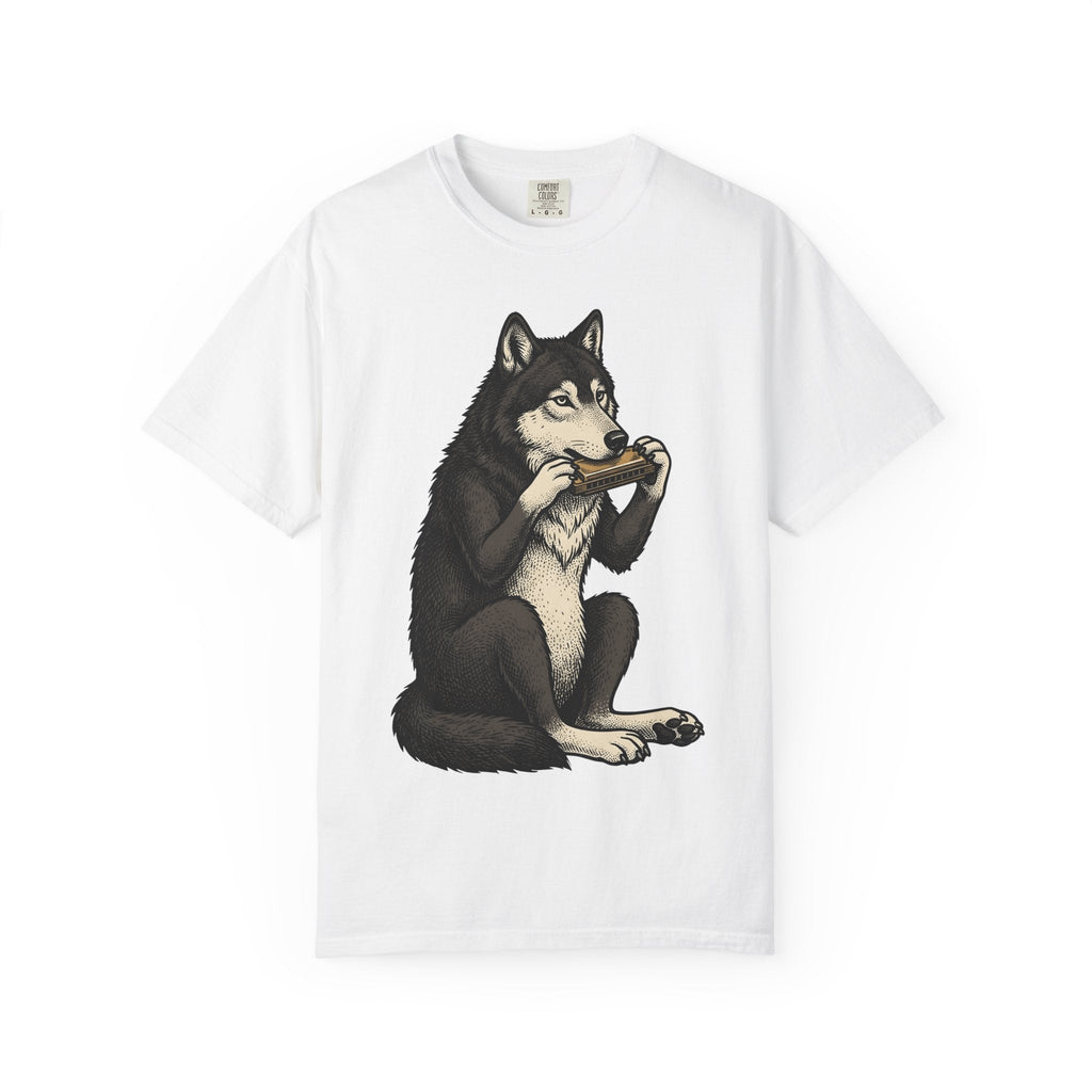 Wolf Harmonica Shirt Animals Instruments Unisex Gift Sketch product image 1