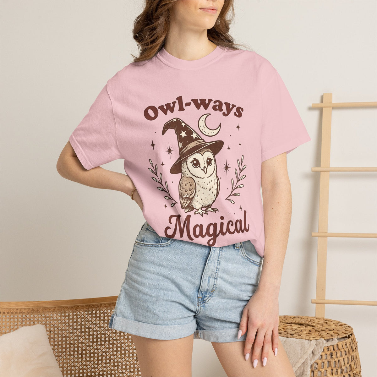 Owl Warlock Hat Shirt Halloween Mystic Unisex Gift Old School Tee Wizard Hat
