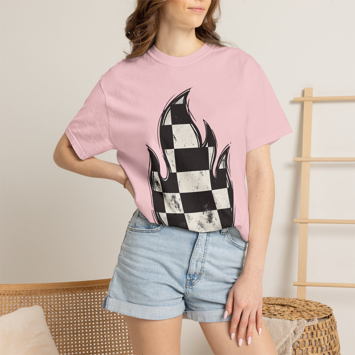 Plaid Fire Shirt Sports Motorsport Gift Women Worn Tee product image 12