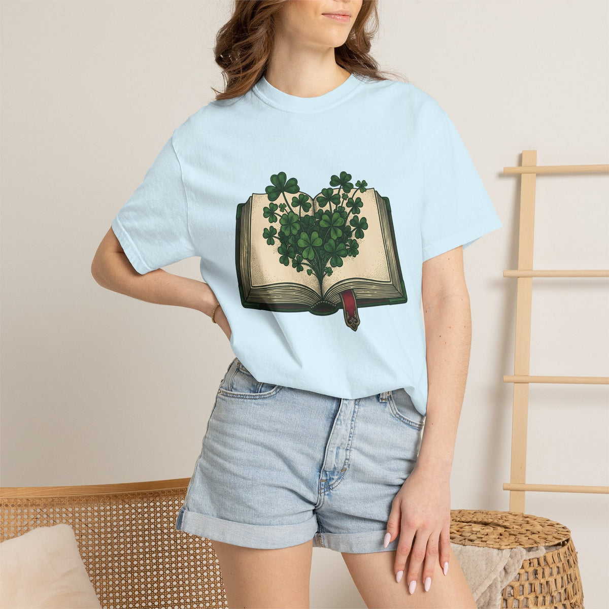Lucky Leaf Book Hand-Drawn T-Shirt – Bookish Irish Reading product image 9