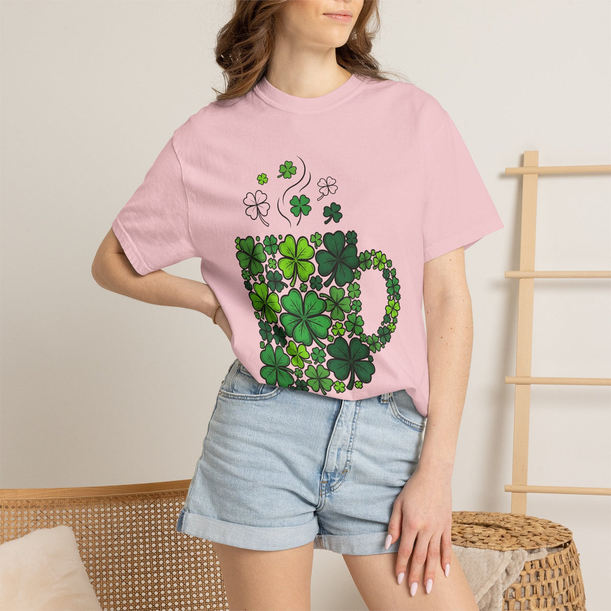 Clover Cup Shirt St. Patrick's Day Tea Unisex Gift Sketch Tee Mug T-Shirt