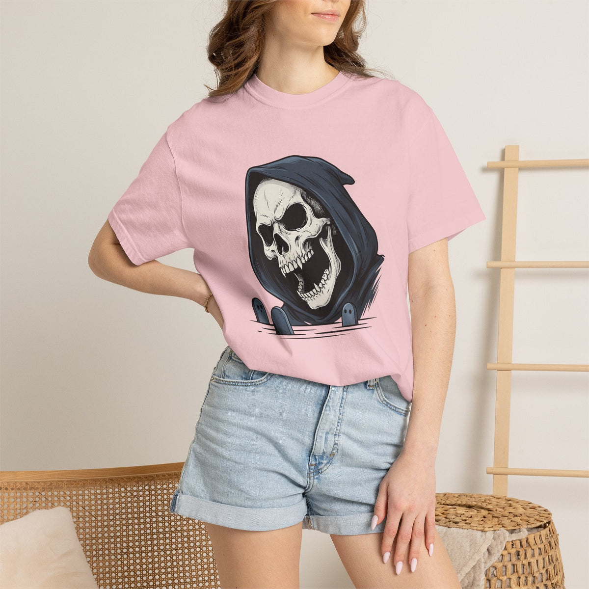 Grim Reaper Tattoo Style T-Shirt – Spooky Halloween Dark product image 13