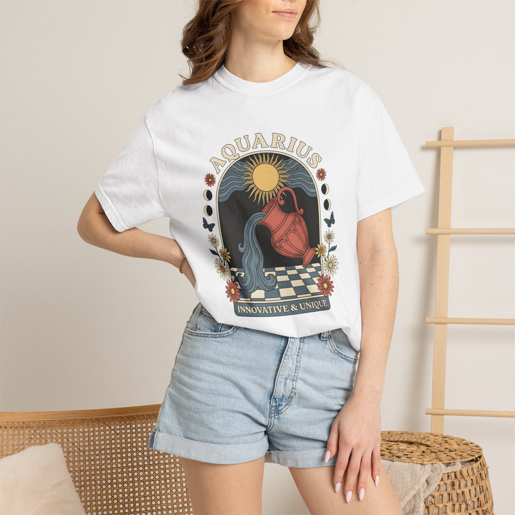 Aquarius Symbol Shirt Boho Chic Star Sign Unisex Gift Line product image 6