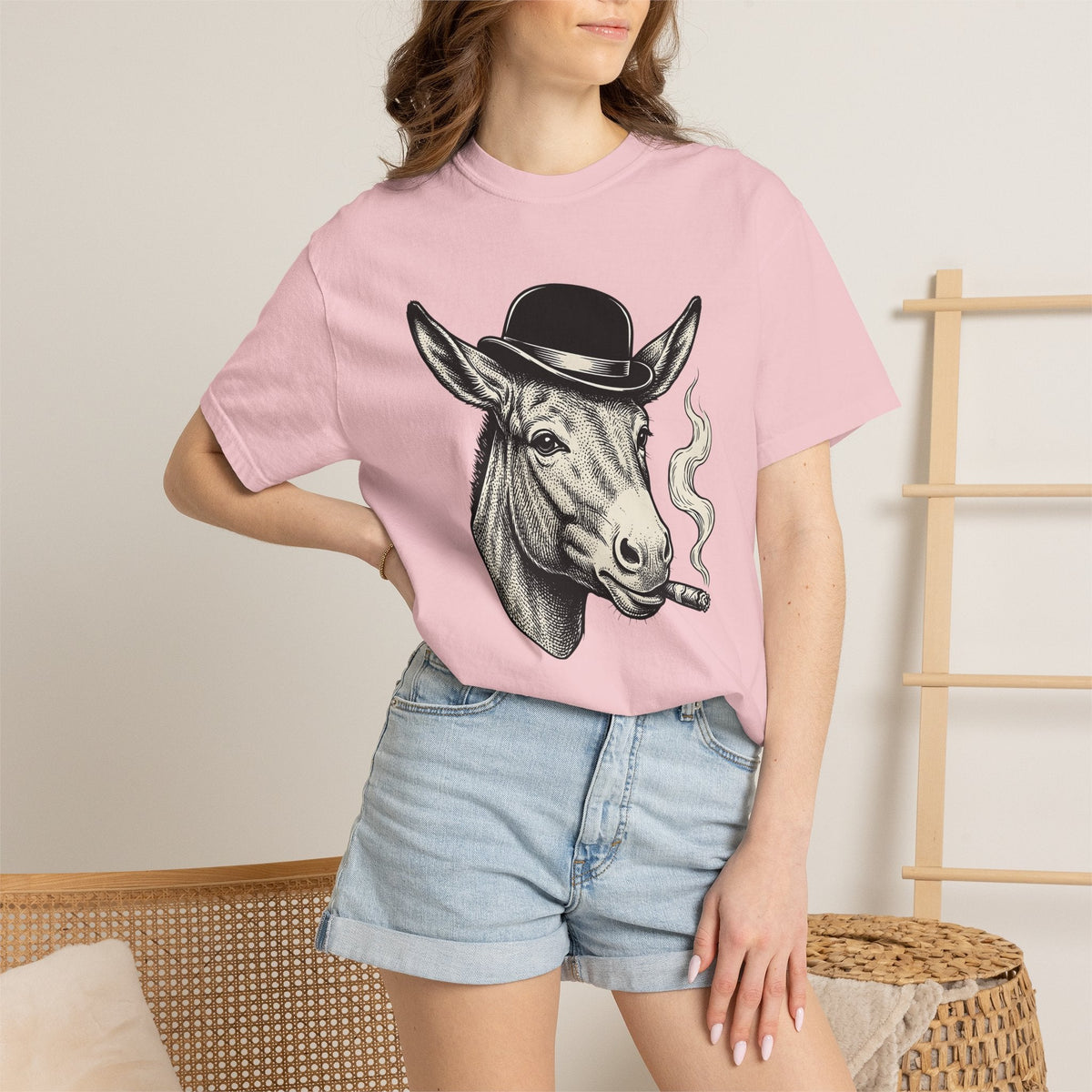 Donkey Hat Shirt Animal Humor Unisex Gift Vintage Tee Burro T-Shirt Pet Fan