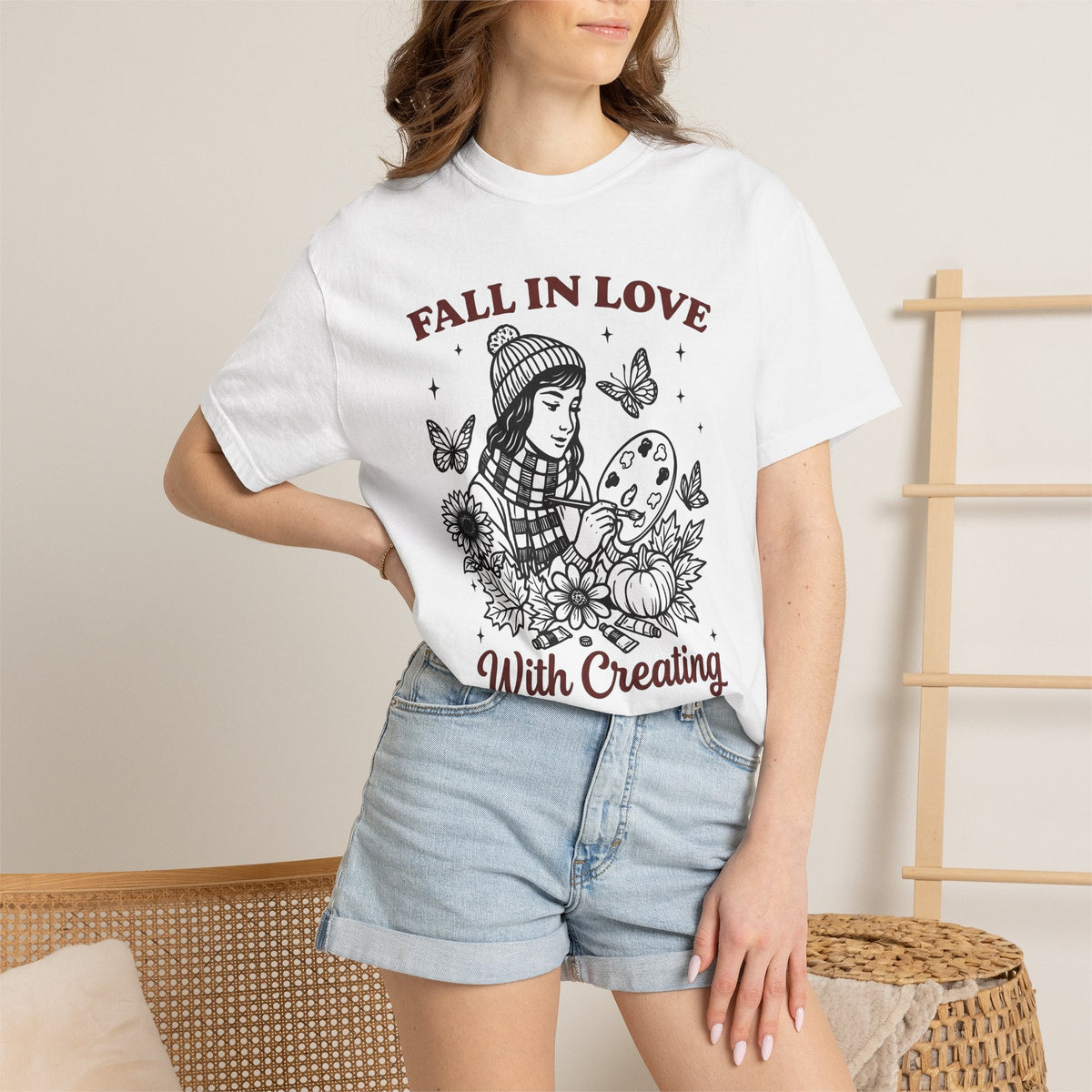 Artist Girl Hand-Drawn T-Shirt – Autumn Art Lover product image 6