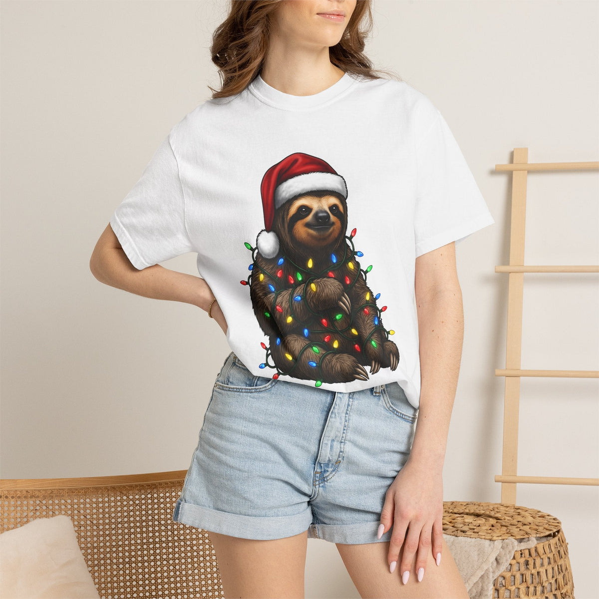 Sloth Holiday Hat Shirt Christmas Creatures Unisex Gift Animation Tee Sloth Hat