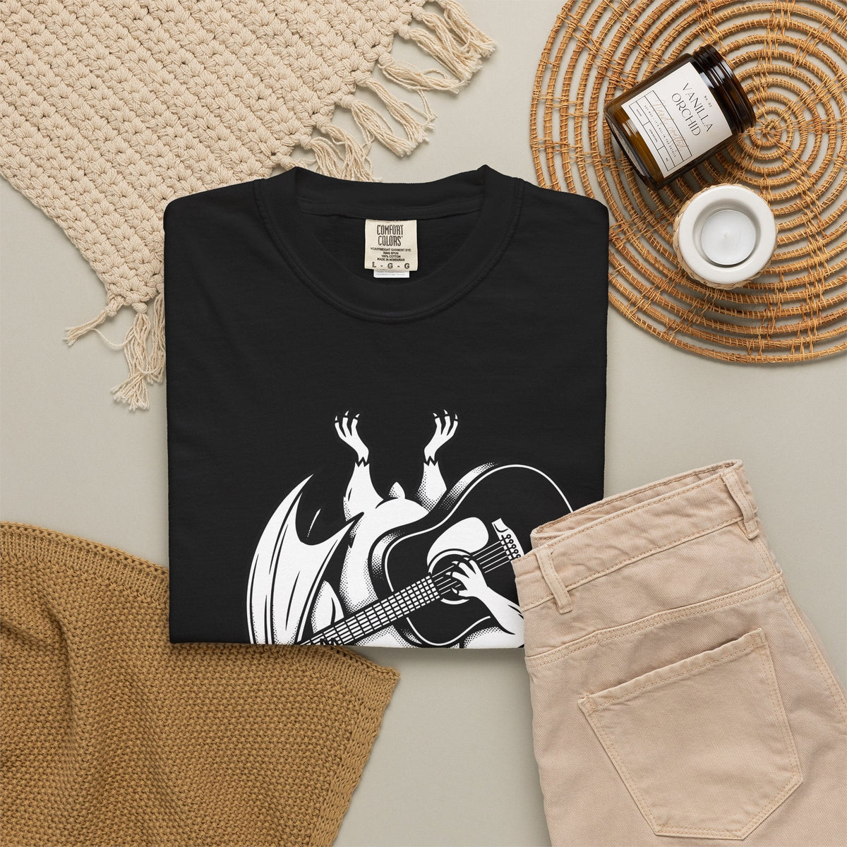 Bat Guitar Shirt Funny Nature Gift Women Illustration Tee product image 16