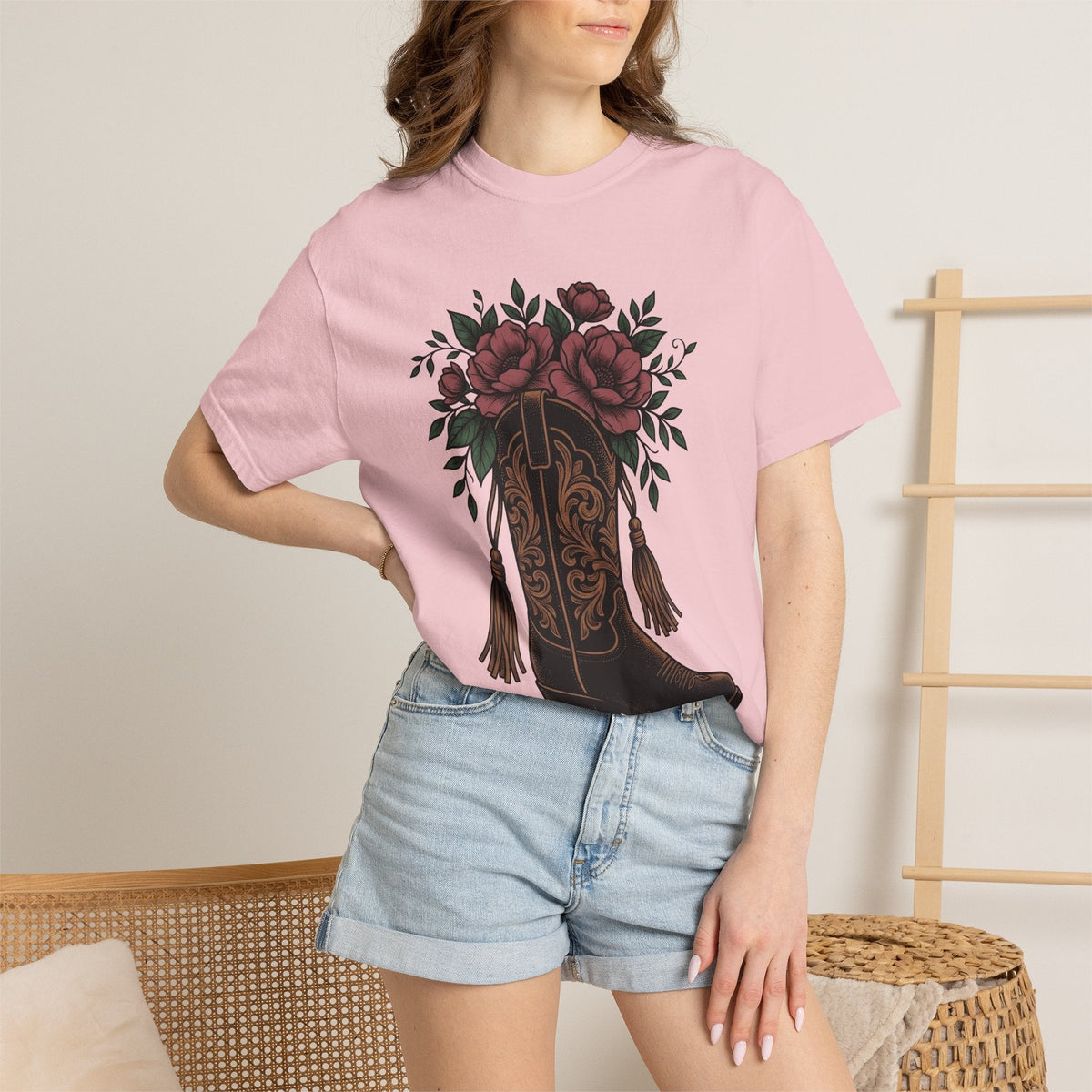 Cowgirl Boot Floral Shirt Rodeo Gift for Women Ethnic Tee product image 12