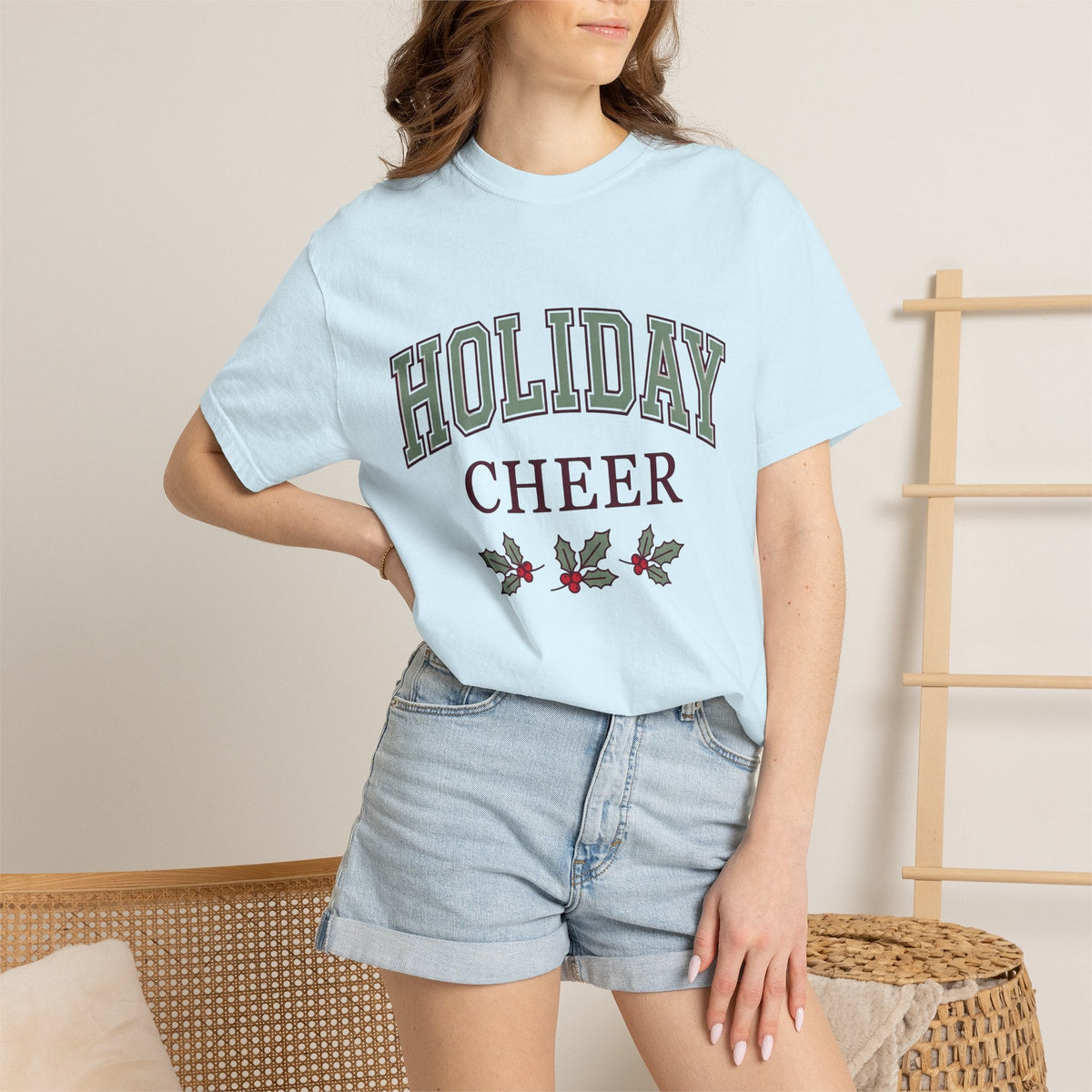 Holly Leaves Collegiate T-Shirt – Vintage Christmas Holiday product image 9