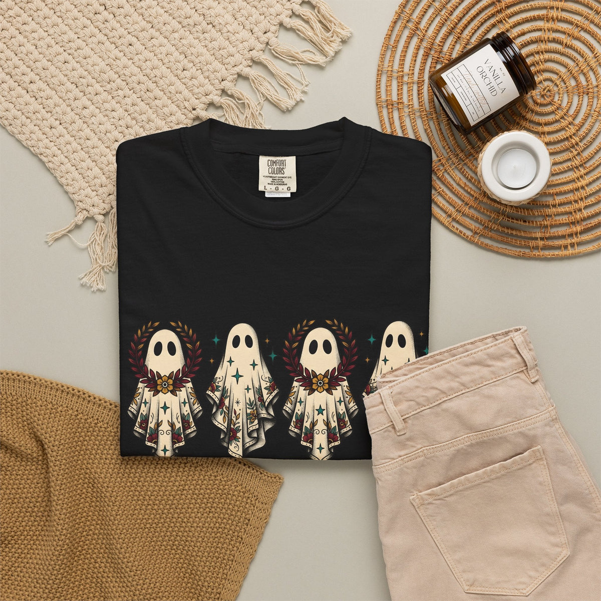 Floral Ghost Shirt Halloween Boho Gift Women Vintage Tee product image 16