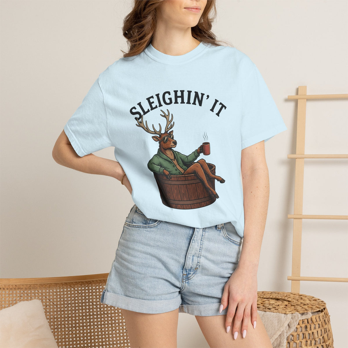 Stag Hot Tub Retro T-Shirt – Funny Christmas Deer Vacation product image 9