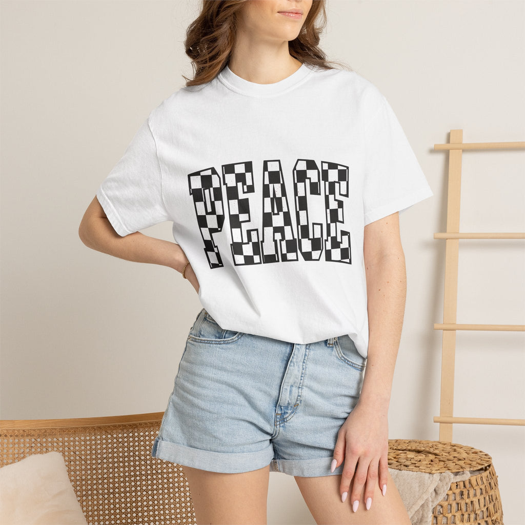 Checkered Text Shirt Peace Inspirational Unisex Gift Bold product image 6