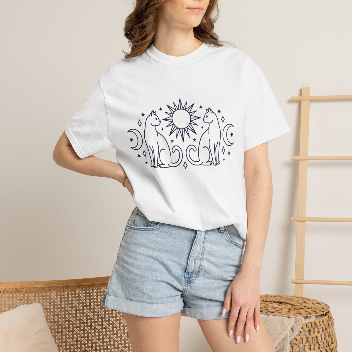 Magical Cats Shirt Cat Astrology Unisex Gift Outline Tee product image 6