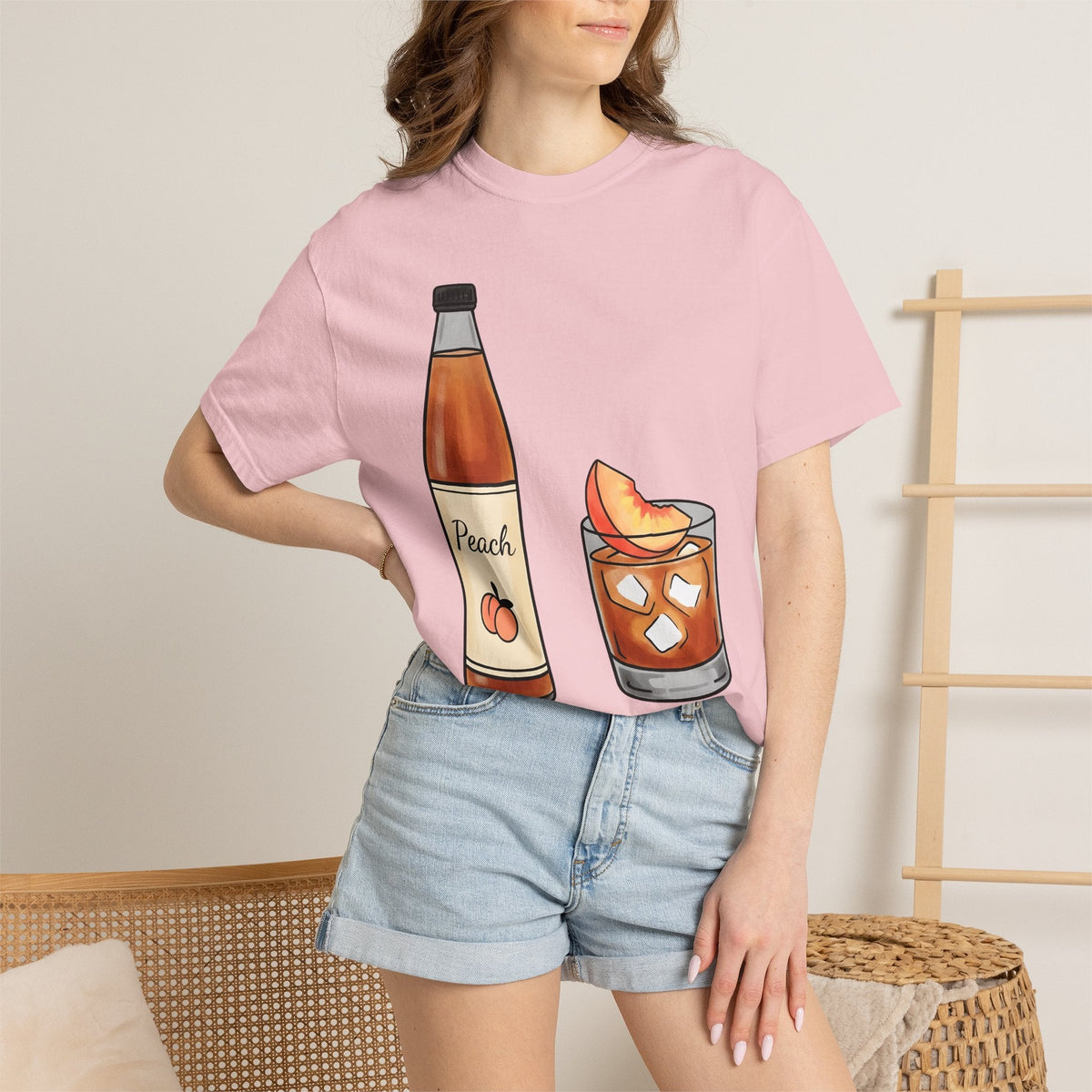 Peach Drink Shirt Fruit Food Unisex Gift Hand Drawn Tee product image 12