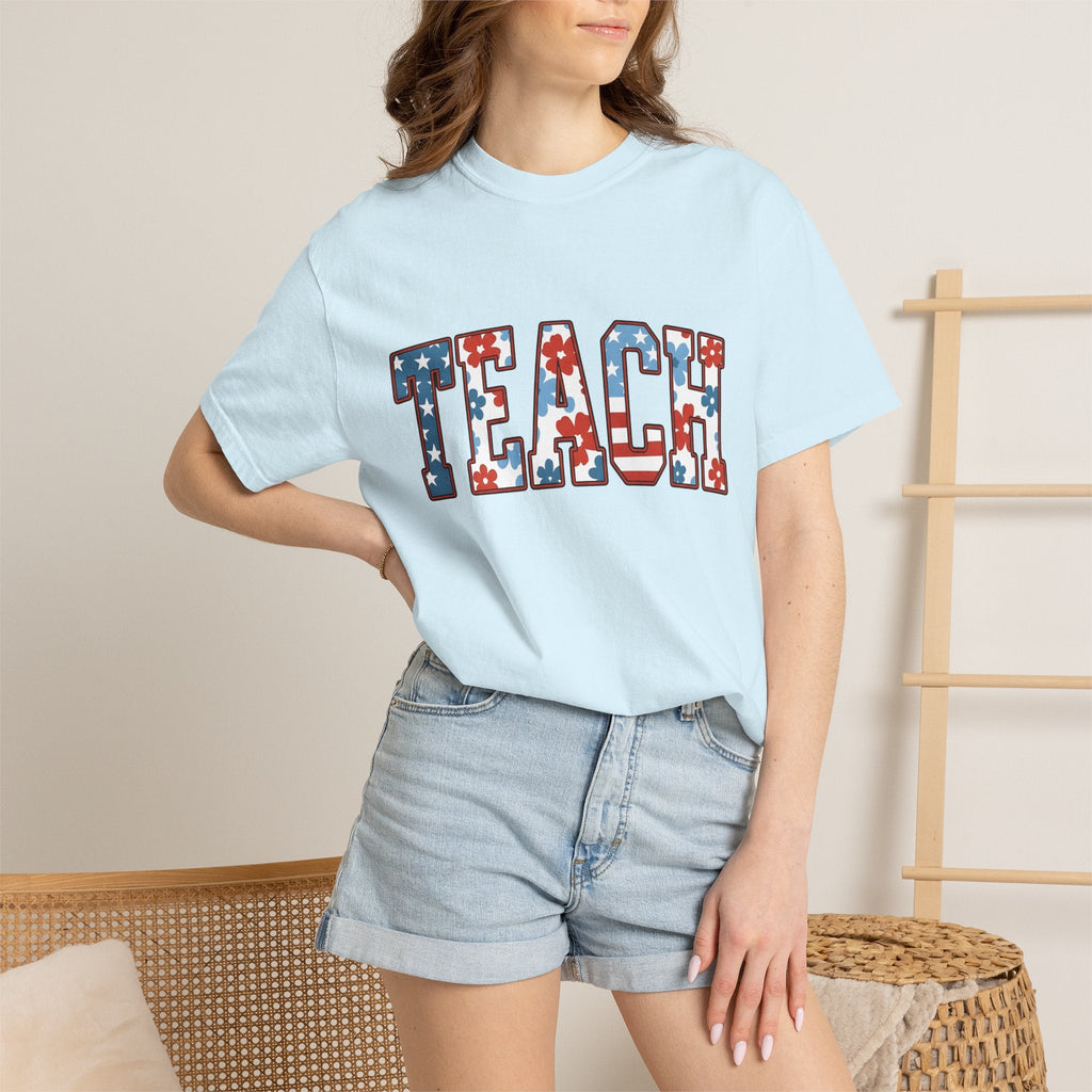 Patriotic Floral Text Shirt America Teacher Unisex Gift product image 9