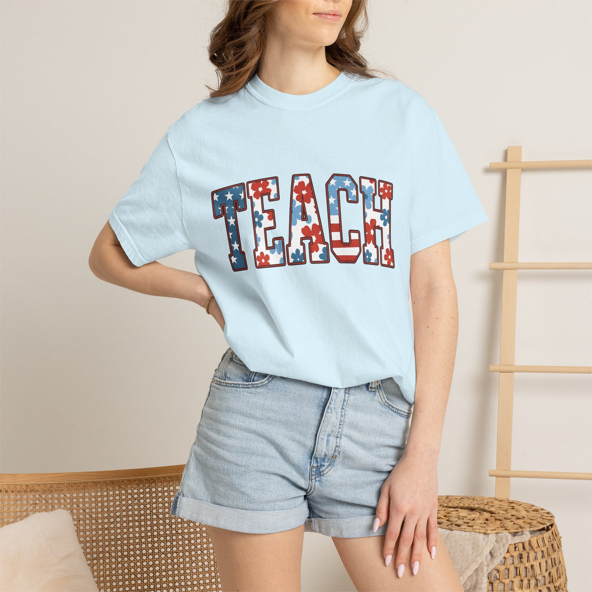 Patriotic Floral Text Shirt America Teacher Unisex Gift product image 9