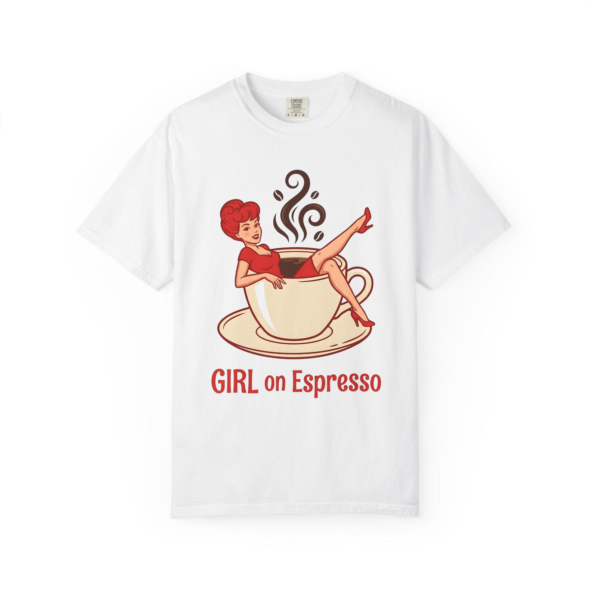 Pinup Coffee Mug Shirt Coffee Fun Unisex Gift Hand Drawn Tee Coffee Cup T-Shirt