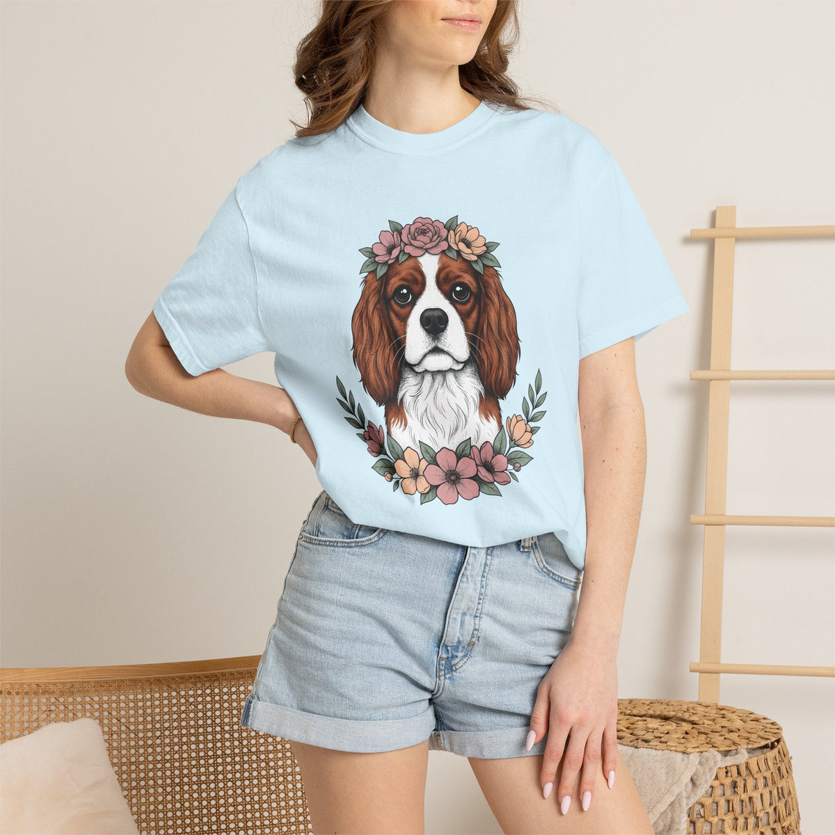 Cavalier Spaniel Dog Shirt Blossoms Gift Women Flower Art product image 9