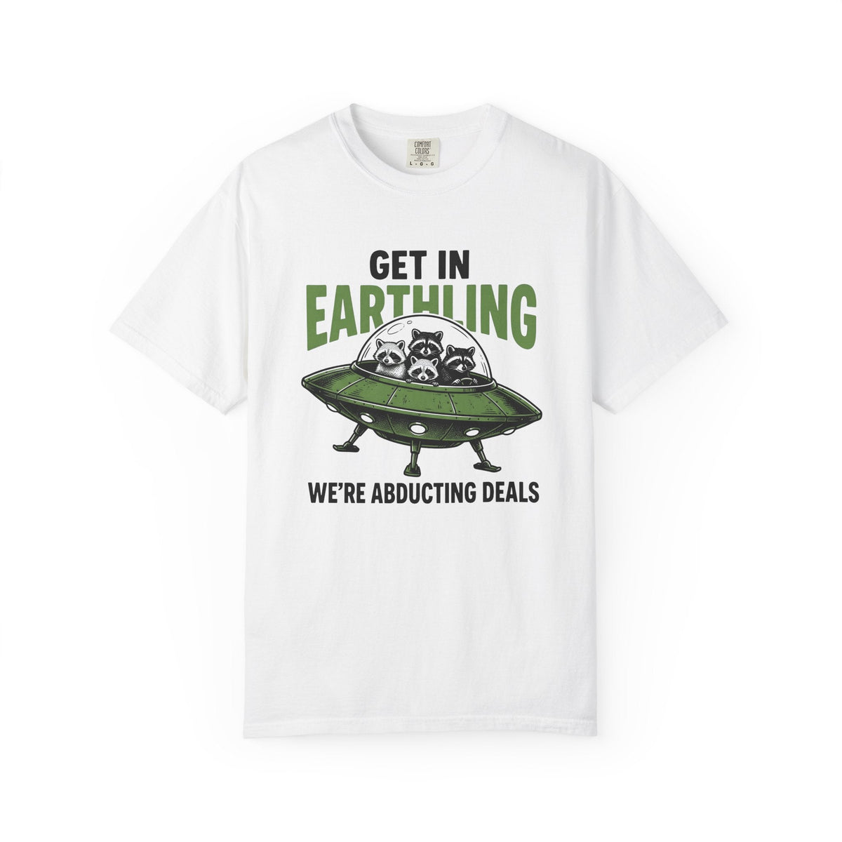 Raccoon Spaceship Comic T-Shirt – Funny Space Wildlife product image 1