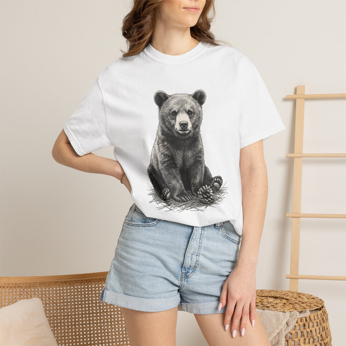 Bear Baby Shirt Animals Fauna Gift Women Sketch Tee Cub product image 6