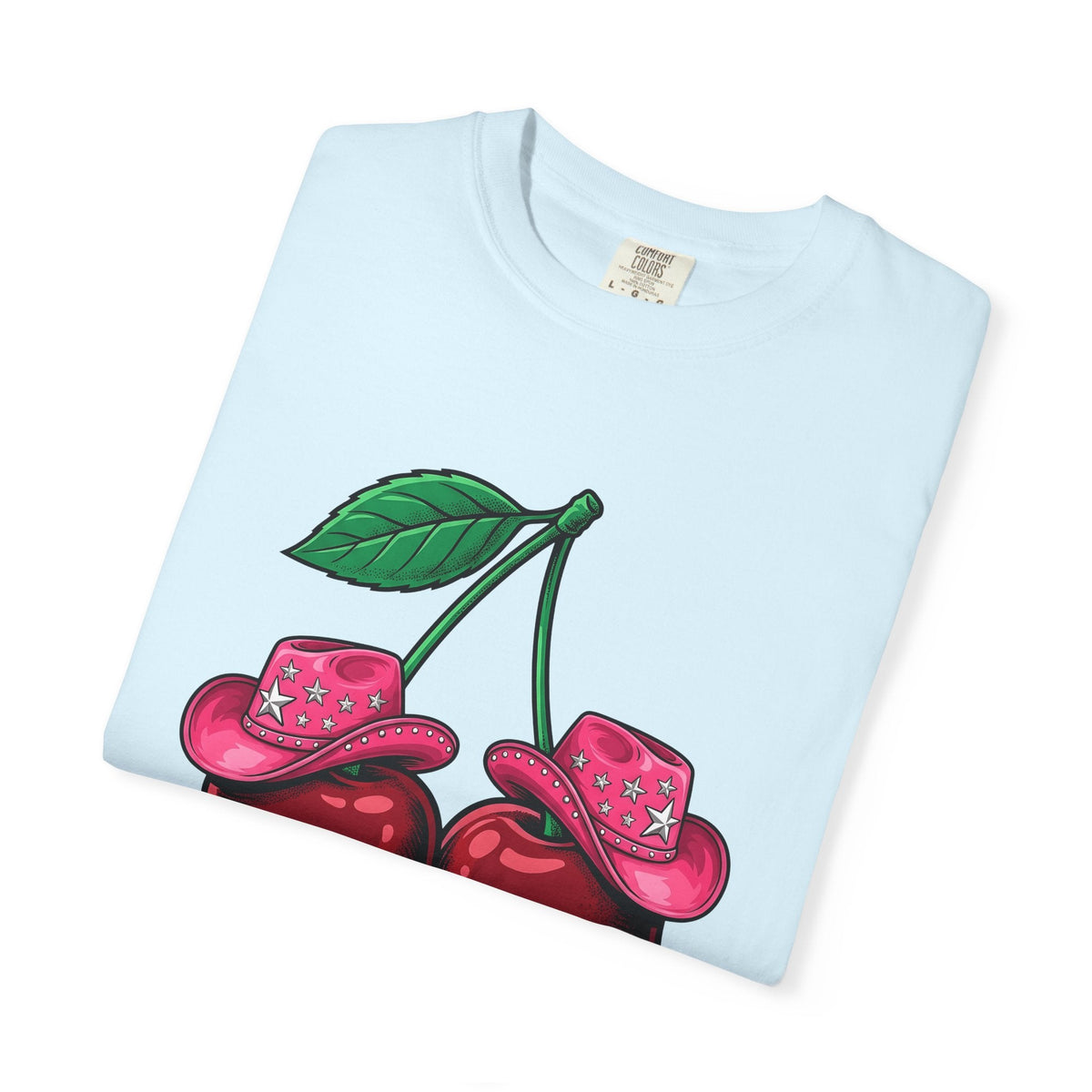 Cherry Cowboy Hat Cartoon T-Shirt – Cowgirl Fall Harvest Design, Women Graphic Tee