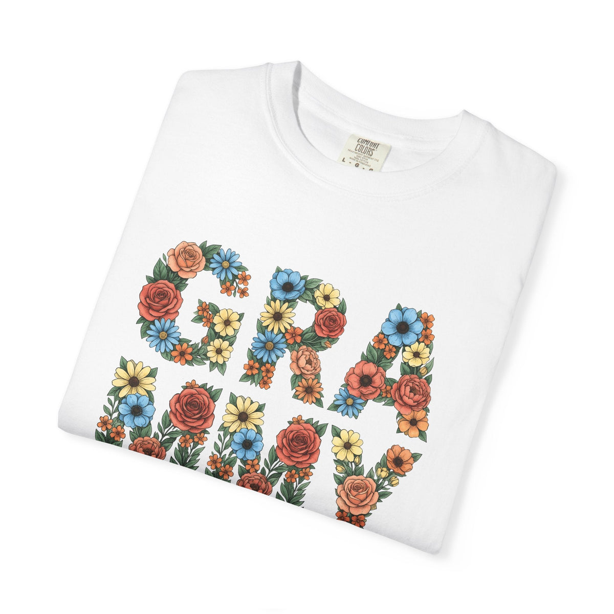 Flower Initials Shirt Grandma Wrap Gift for Women Line Art product image 5
