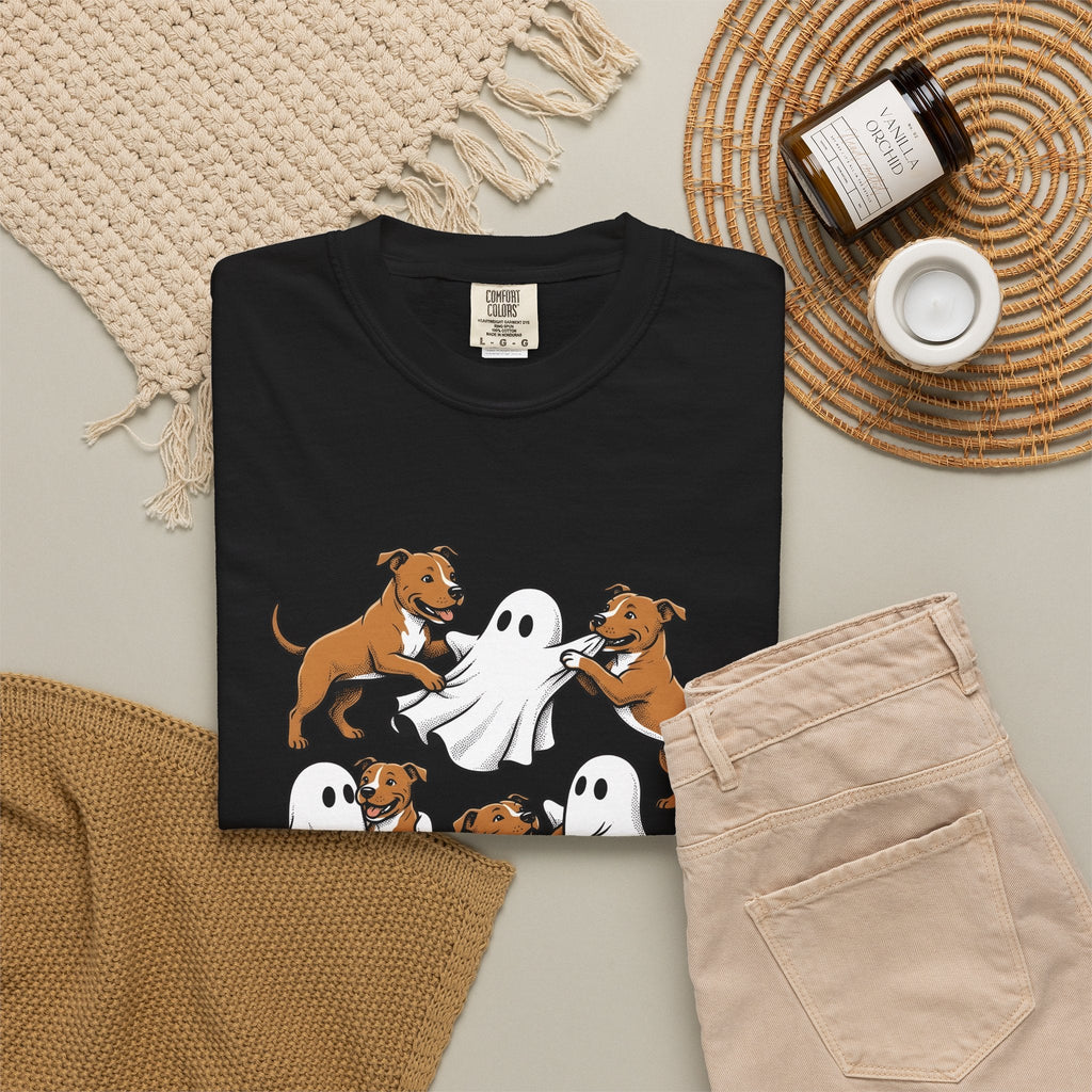 Ghost Pitbull Puppy Shirt Dog Funny Unisex Gift Comic Tee product image 16