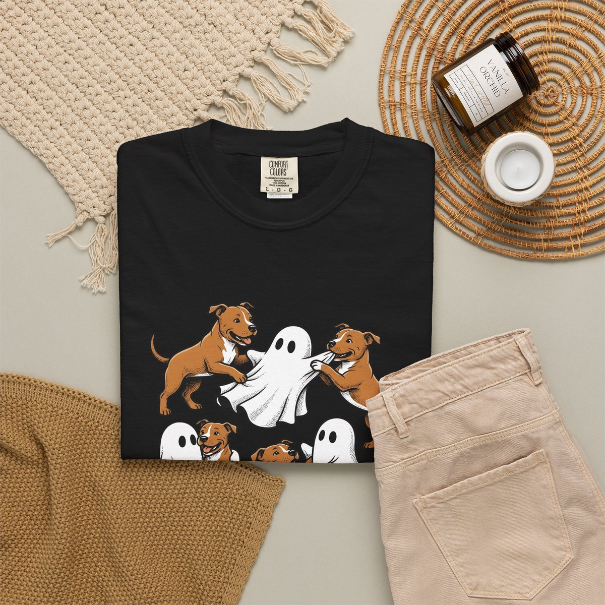 Ghost Pitbull Puppy Shirt Dog Funny Unisex Gift Comic Tee product image 16
