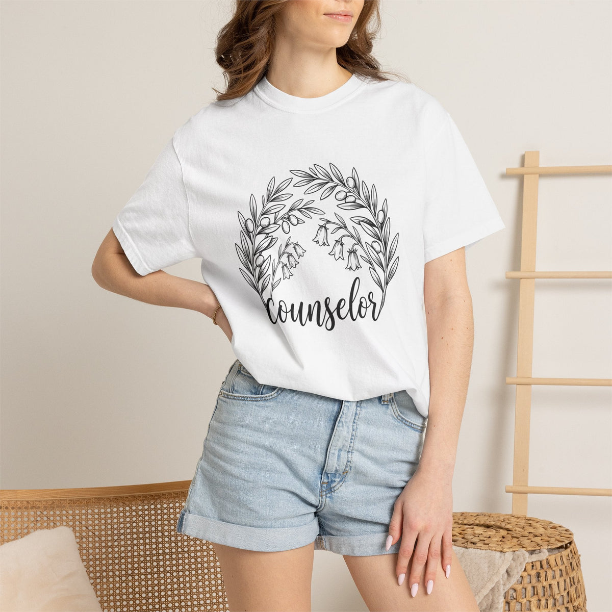 Botanical Wreath Shirt Counselor Floral Unisex Gift Hand product image 6