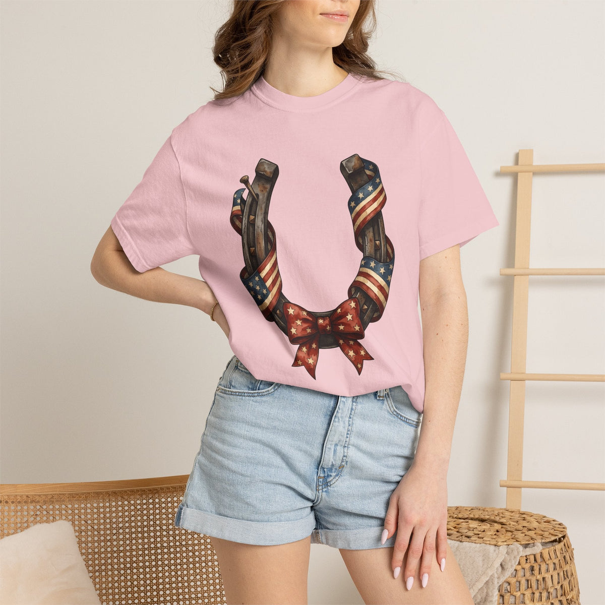 Horseshoe Flag Shirt America Patriotic Unisex Gift Rustic product image 12