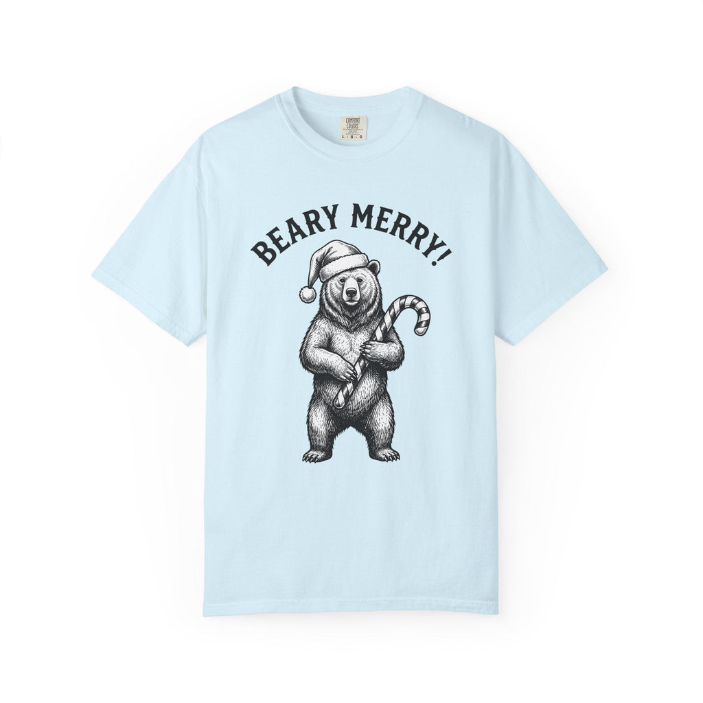 Bear Santa Hat Shirt Christmas Animal Unisex Gift Hand Drawn Tee Teddy T-Shirt