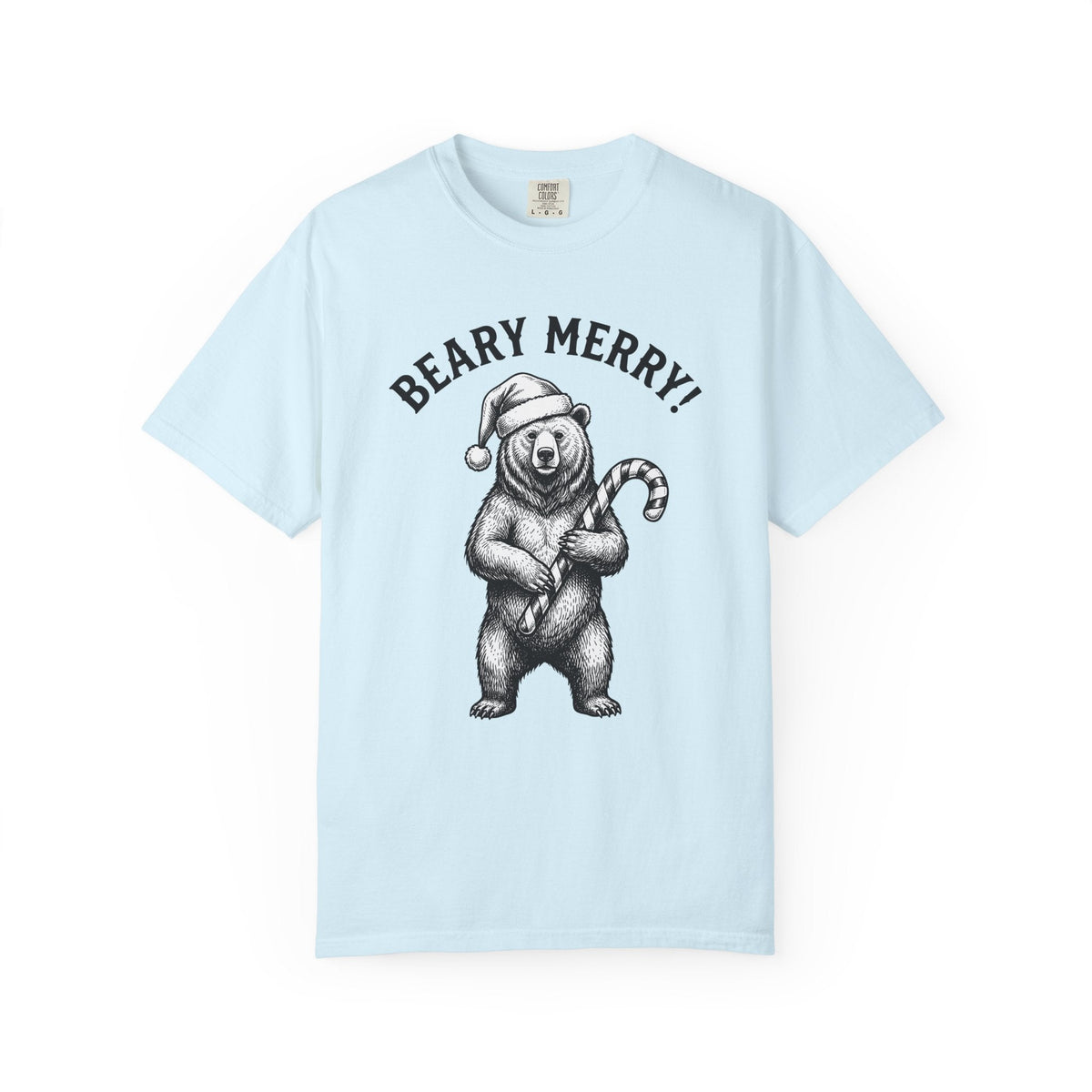 Bear Santa Hat Shirt Christmas Animal Unisex Gift Hand Drawn Tee Teddy T-Shirt