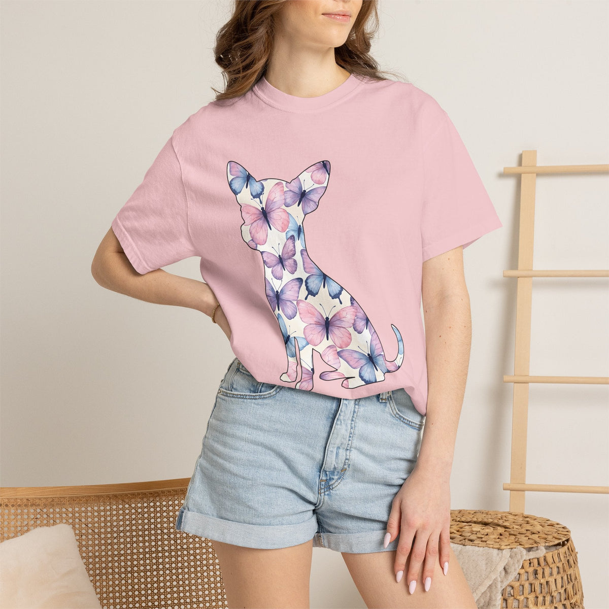 Chihuahua Butterfly Design Shirt Dog Fauna Gift Women product image 12