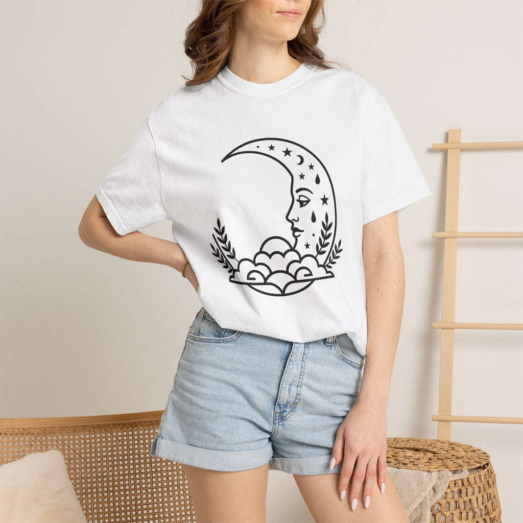 Lunar Face Shirt Boho Chic Space Gift Women Doodle Tee Moon product image 6