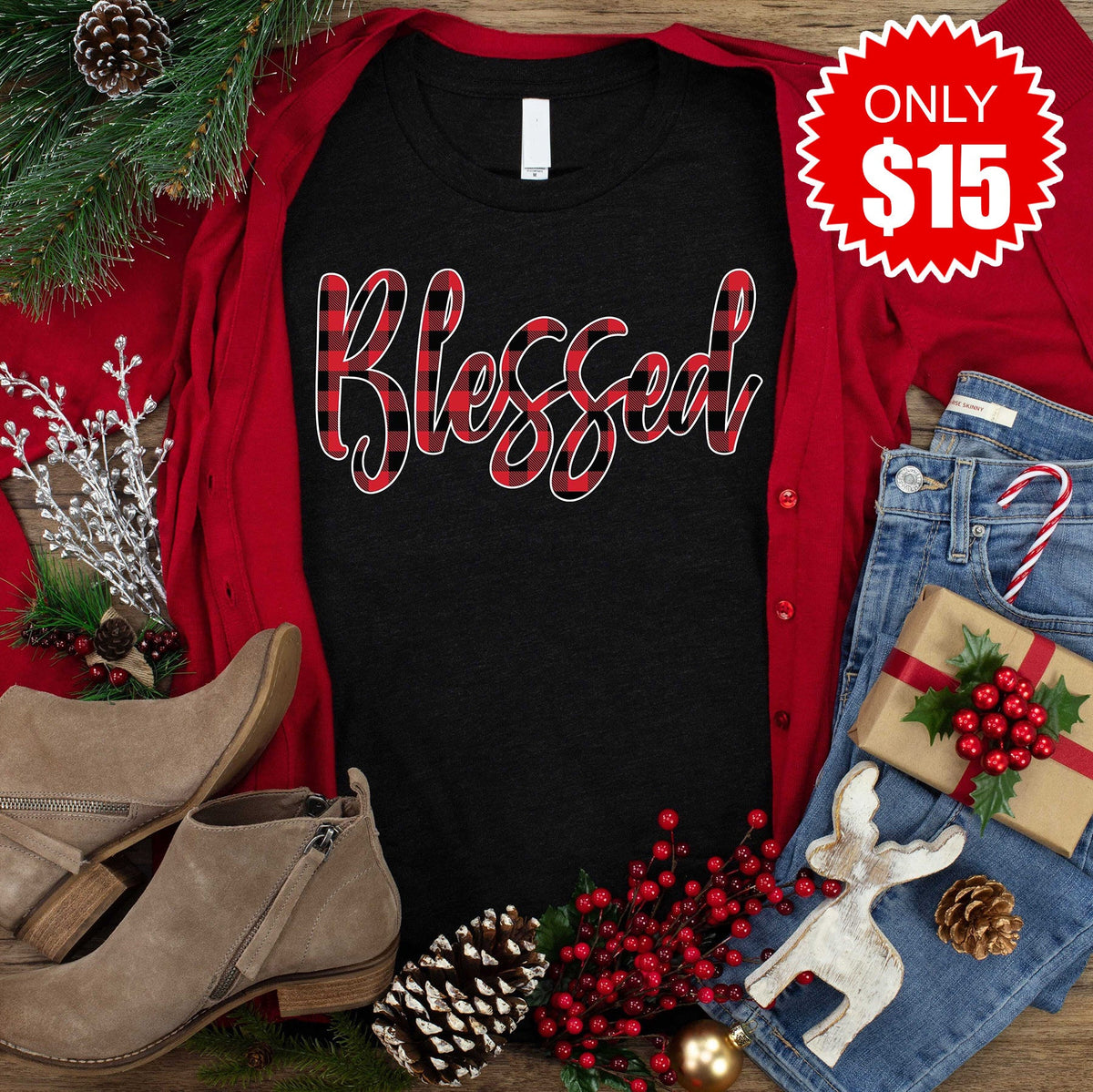 Blessed Plaid Tee - Black - 15 product image 1